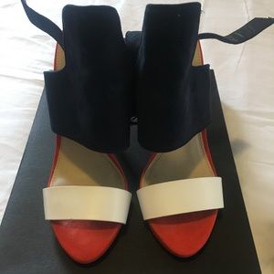 Zara Trafaluc Heels in Navy Blue, White and Orange